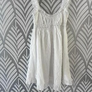 Princess‎ Polly White Eyelet Smocked Square Neck Mini Dress US4